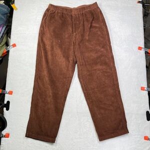 Obey Corduroy Pants Men's Brown Drawstring Elastic Waist Loungewear Y2K - W31
